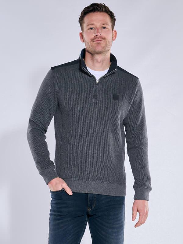 engbers Herren Sweatshirt regular Blau gestreift Stehkragen von engbers