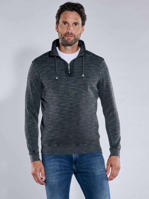 engbers Herren Sweatshirt regular Grau gemustert Stehkragen von engbers