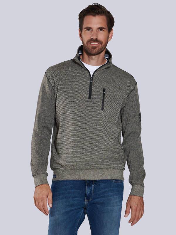 engbers Herren Sweatshirt regular Grau gestreift Zipper von engbers