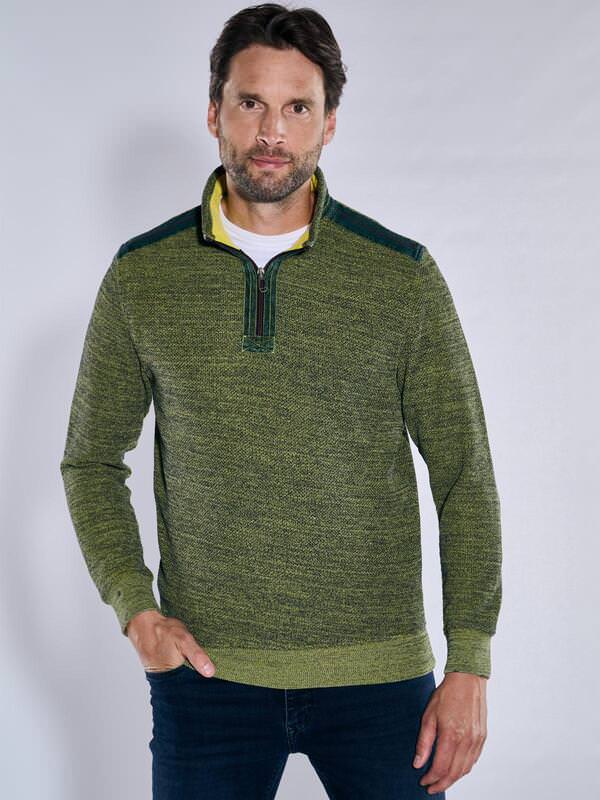 engbers Herren Sweatshirt regular Grün gemustert Stehkragen von engbers