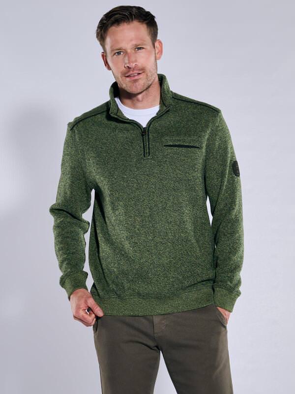 engbers Herren Sweatshirt regular Grün uni Stehkragen von engbers