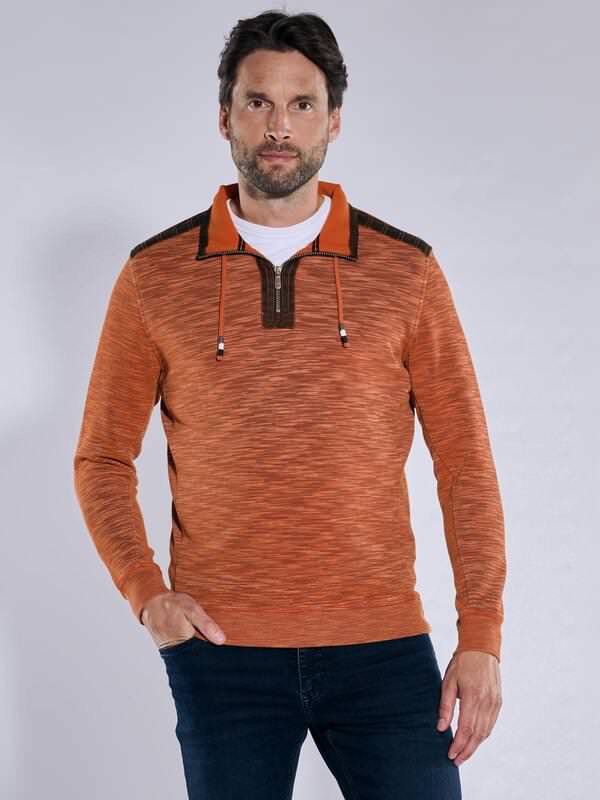 engbers Herren Sweatshirt regular Orange gemustert Stehkragen von engbers
