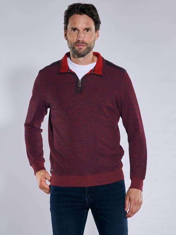 engbers Herren Sweatshirt regular Rot gemustert Stehkragen von engbers