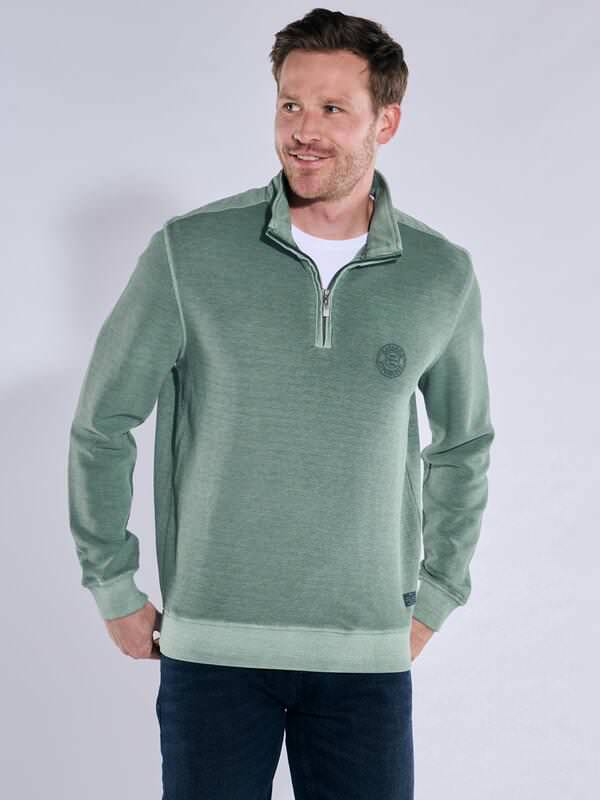 engbers Herren Sweatshirt regular Türkis uni Zipper von engbers