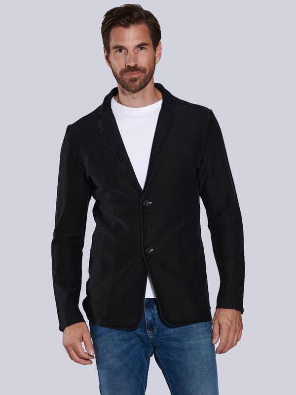 engbers Herren Sweatshirt regular Schwarz uni Reverskragen von engbers
