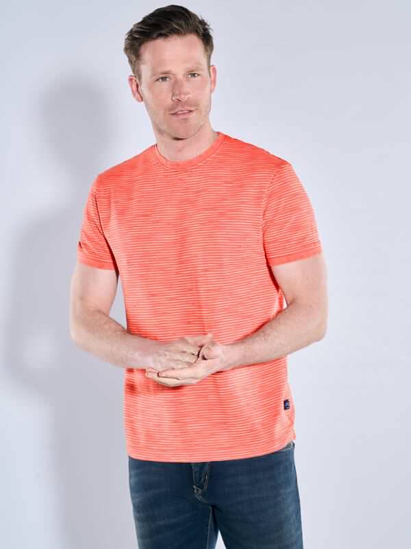 engbers Herren T-Shirt gestreift Rot regular Rundhals von engbers