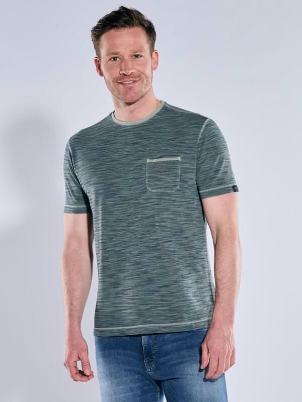 engbers Herren T-Shirt meliert Grün regular gemustert Rundhals von engbers