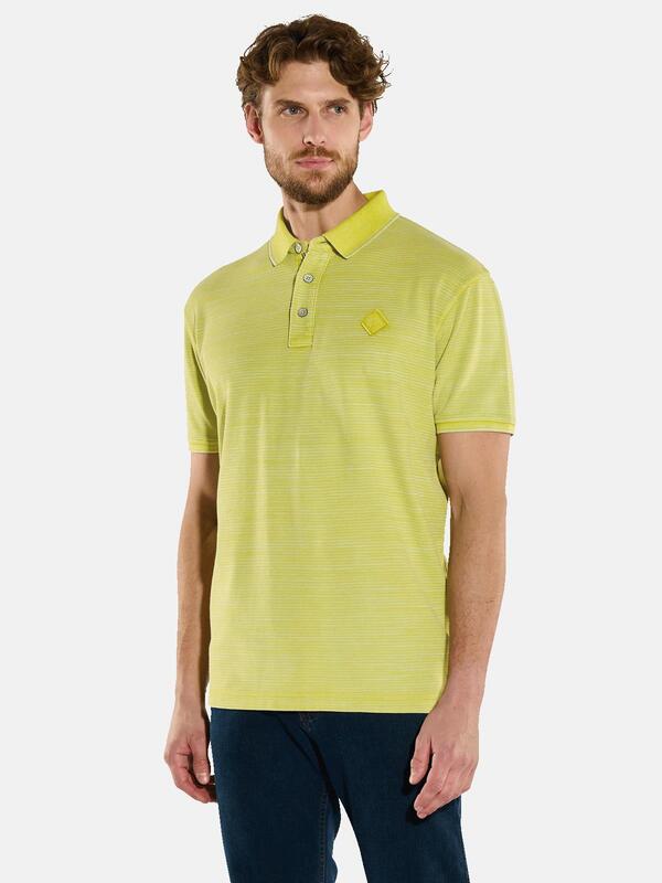 engbers Herren Polo-Shirt gemustert gelb regular gestreift Knopfleiste von engbers