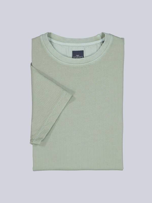 engbers Herren T-Shirt strukturiert Grün regular gemustert Rundhals von engbers
