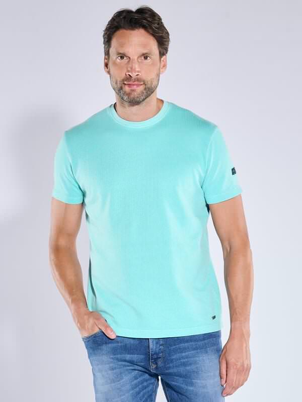 engbers Herren T-Shirt strukturiert Türkis regular gemustert Rundhals von engbers