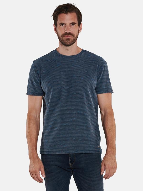 engbers Herren T-Shirt strukturiert Blau regular gestreift Rundhals von engbers