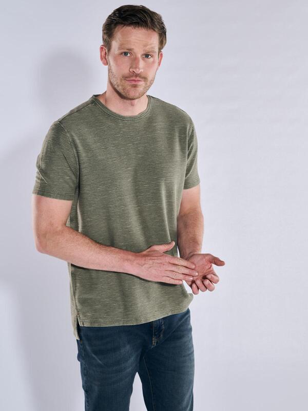 engbers Herren T-Shirt strukturiert grün regular uni Rundhals von engbers