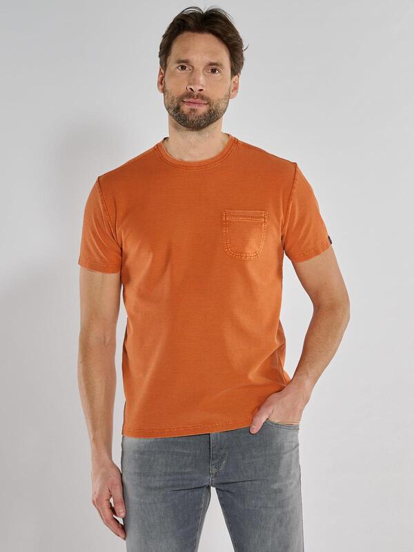 engbers Herren T-Shirt strukturiert orange regular gestreift Rundhals von engbers