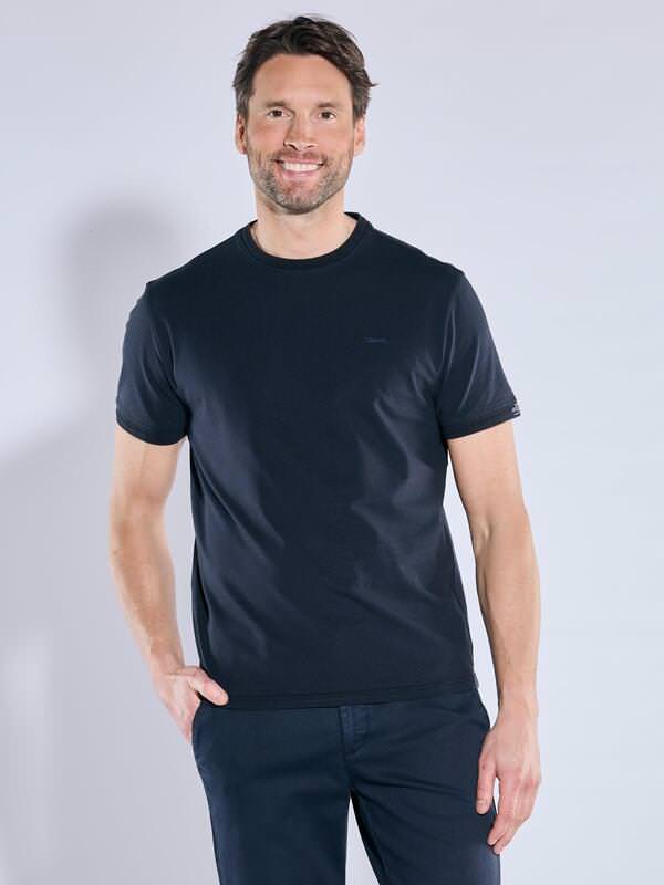 engbers Herren T-Shirt uni Blau regular Rollkragen von engbers