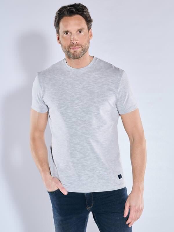 engbers Herren T-Shirt uni grau regular gestreift Rundhals von engbers