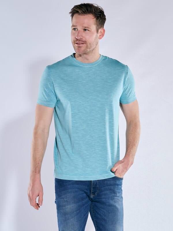 engbers Herren T-Shirt uni Türkis regular gestreift Rundhals von engbers