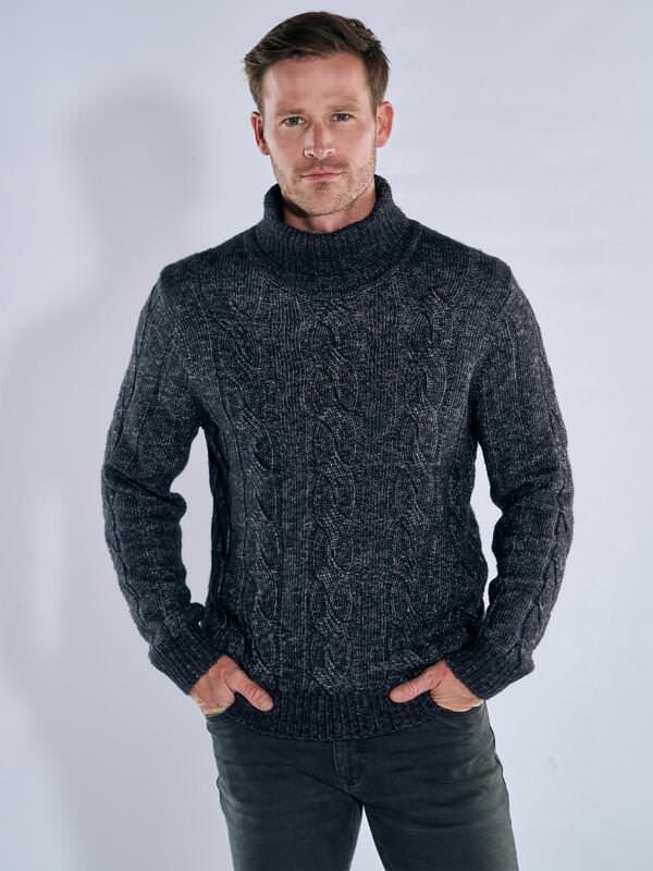 engbers Herren Troyer-Pullover Blau regular gemustert Rollkragen engbers Herren Troyer-Pullover Blau regular gemustert Rollkragen von engbers