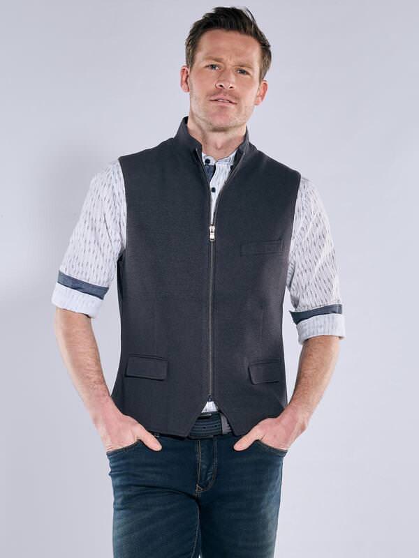 engbers Herren Weste Blau slim fit uni von engbers