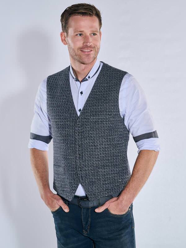engbers Herren Weste in Strickoptik Blau slim fit gemustert von engbers