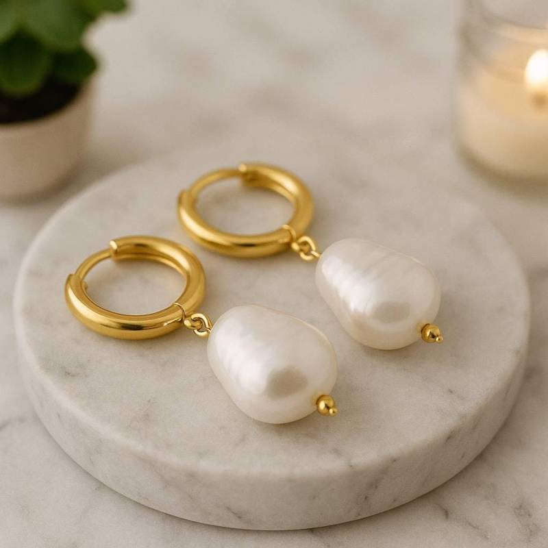 Ohrring Mit Süßwasserperle, Ohrringe, Sterling, Schmuck, Gold, Silber, Baumeln, Perlenohrring, Hängend von engelkette