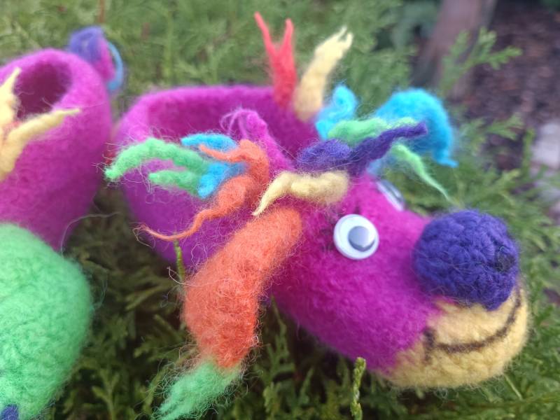 Filzhausschuh "Fantasy" in Pink von englskreativwelt