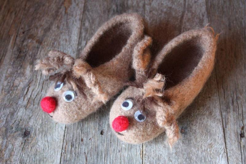 Filzhausschuhe "Rudi Der Elch 1" von englskreativwelt