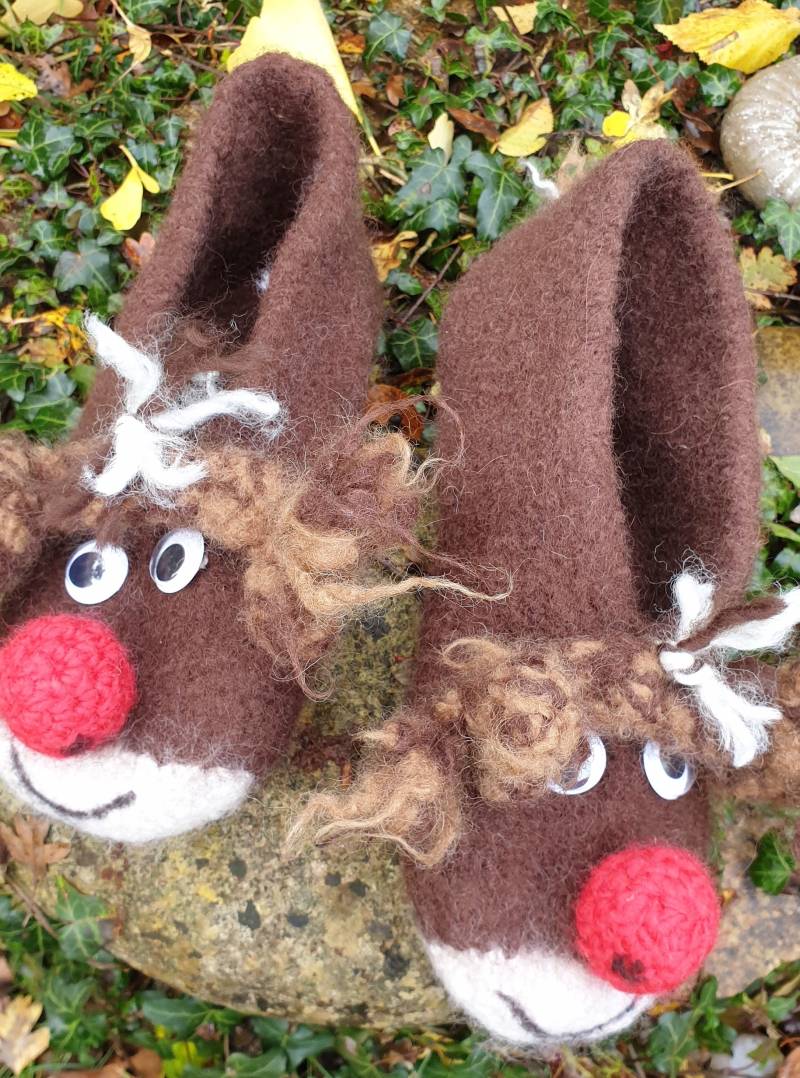 Filzhausschuhe "Rudi Der Elch 2 " Gr. 41 von englskreativwelt