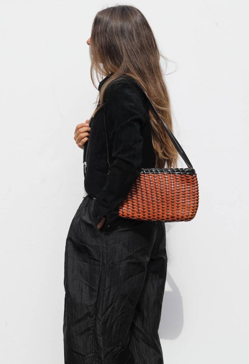 Vintage Ellepi Schultertasche Aus Gewebtem Leder - Made in Italy von enhei