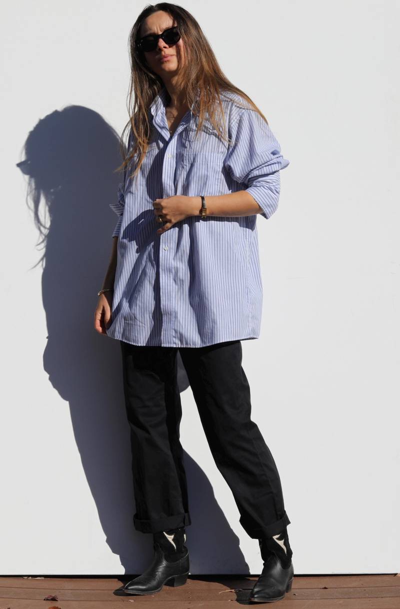 Vintage Nadelstreifen Hemd in Blau & Weiss, S-L Vintage Nadelstreifen Hemd in Blau & Weiss, S-L von enhei