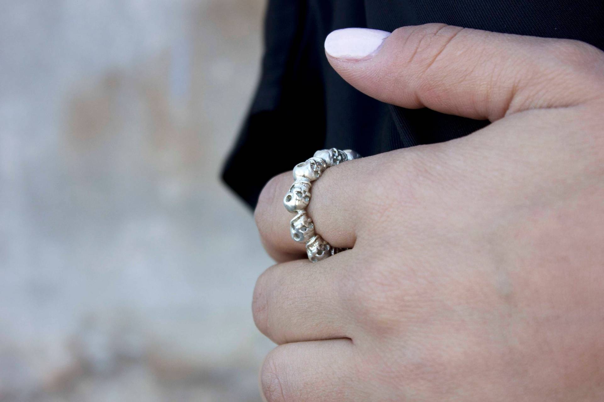 Schädel-Ring | Voller Kreis Schädel Ring Silber Geschenk Für Sie Schädel-Hochzeits-Band Goth Schädel-Ring | Voller Kreis Schädel Ring Silber Geschenk Für Sie Schädel-Hochzeits-Band Goth von eniJewellery