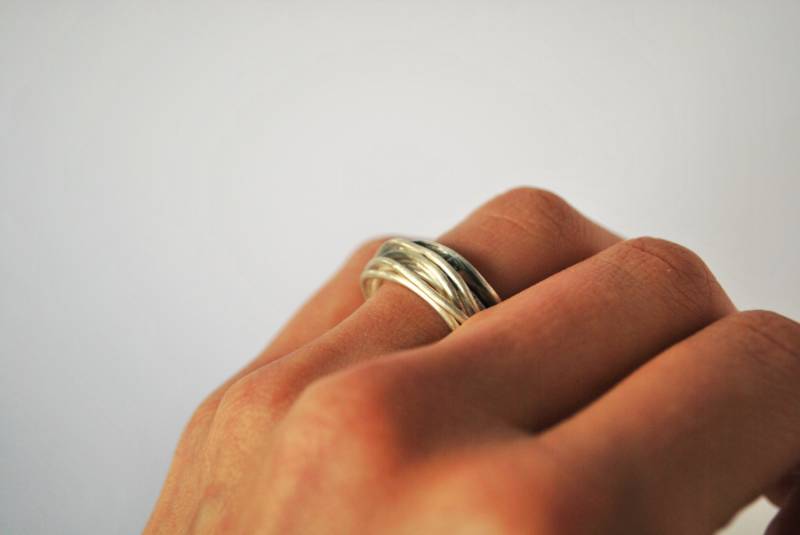 Sterling Silber Moderne Ring in Erdigen Stil Band von eniJewellery