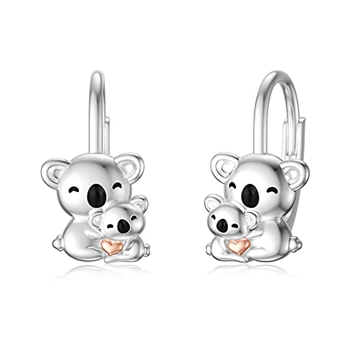 Koala Ohrringe für Damen Mädchen 925 Sterling Silber Mutter Tochter Koalabär Hängend Hängeohrringe Geburtstag Muttertag Schmuck Geschenke für Mama Tochter von enjoylifecreative