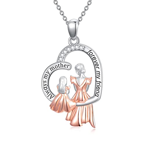 enjoylifecreative Mutter Tochter Kette Sterling Silber Tochter Halskette von Mama Always My Mother Forever My Friend Mutter Tochter Anhänger Schmuck Geschenke von enjoylifecreative