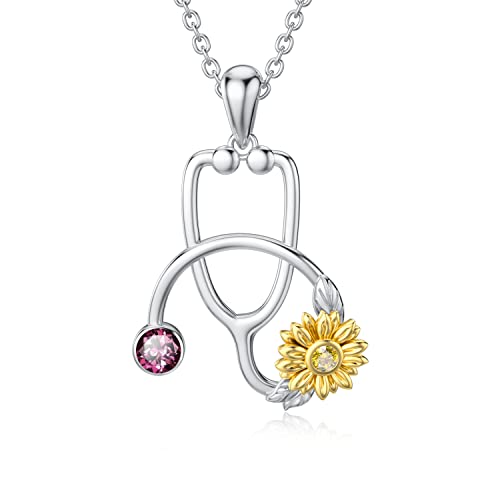 enjoylifecreative Stethoskop Kette mit Sonnenblumen Geburtsstein Kette für Frauen 925 Sterling Silber Graduierung Arzt Krankenschwester Schmuck Geschenk für Krankenschwestern enjoylifecreative Stethoskop Kette mit Sonnenblumen Geburtsstein Kette für Frauen 925 Sterling Silber Graduierung Arzt Krankenschwester Schmuck Geschenk für Krankenschwestern von enjoylifecreative