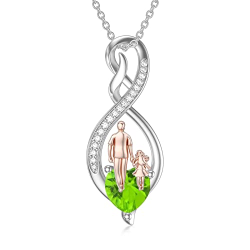 enjoylifecreative Tochter Kette von Papa Mutter Sterling Silber Vater Tochter Geschenk Infinity Herz Anhänger Geburtsstein Halskette für Tochter von enjoylifecreative