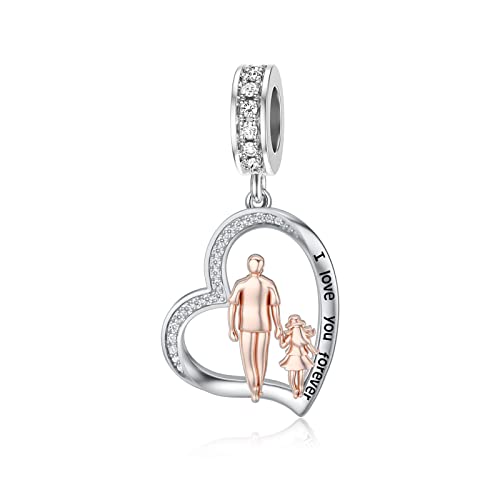 Vater Tochter Charm passend für Pandora Charms Armband Sterling Silber Charms für Armbänder Geburtstag Valentinstag Geschenke für Tochter Mutter Liebhaber von enjoylifecreative