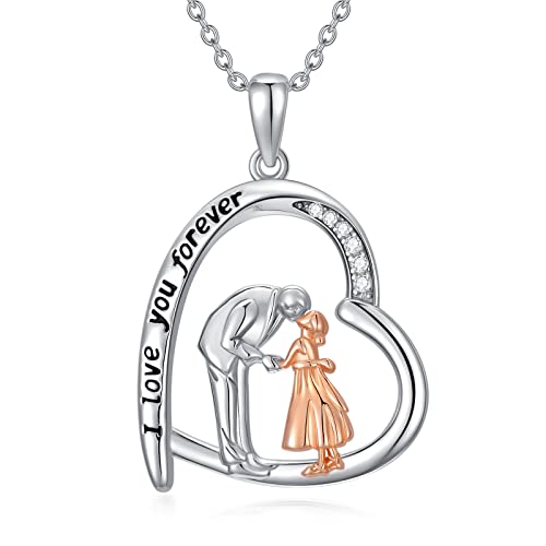 enjoylifecreative Vater Tochter Halskette für Damen Mädchen 925er Sterling Silber Tochter Anhänger Schmuck Geburtstag Weihnachten Geschenke für Tochter vom Papa von enjoylifecreative