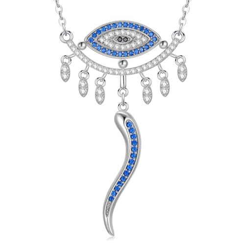 enjoylifecreative Damen Evil Eye Halskette 925er Sterling Silber Nazar Auge Italienisches Horn Anhänger Kette Böser Blick Schutz Amulett Schmuck Geschenke für Frauen enjoylifecreative Damen Evil Eye Halskette 925er Sterling Silber Nazar Auge Italienisches Horn Anhänger Kette Böser Blick Schutz Amulett Schmuck Geschenke für Frauen von enjoylifecreative