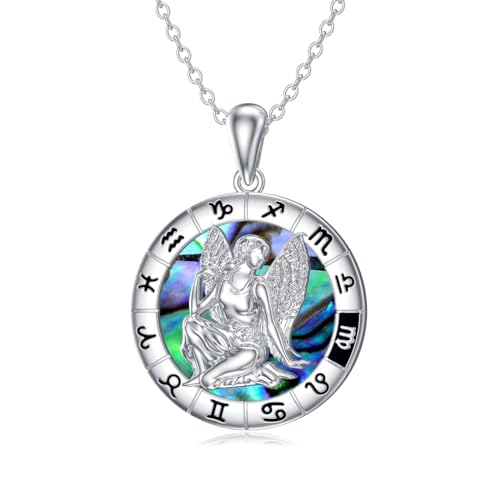 enjoylifecreative Damen Jungfrau Sternzeichen Halskette 925er Sterling Silber Virgo Horoskop Abalone Muschel Anhänger Kette Sternbild Astrologie Geburtstag Schmuck Geschenke für Frauen Mädchen von enjoylifecreative