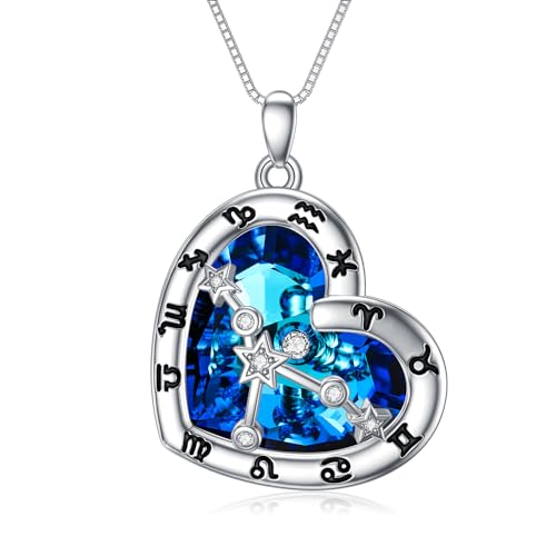 enjoylifecreative Damen Krebs Sternzeichen Halskette 925er Sterling Silber Cancer Sternbilder Stern Kristall Anhänger Kette Horoskop Astrologie Geburtstag Schmuck Geschenke für Frauen Mädchen von enjoylifecreative