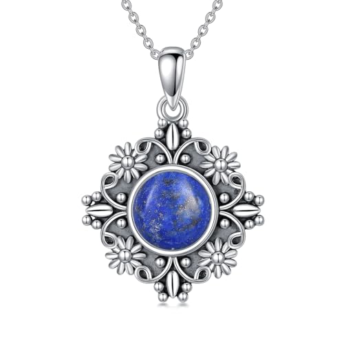 enjoylifecreative Damen Lapislazuli Anhänger Halskette 925er Sterling Silber Vintage Gänseblümchen Kette Geburtstag Weihnachten Schmuck Geschenke für Frauen und Mädchen enjoylifecreative Damen Lapislazuli Anhänger Halskette 925er Sterling Silber Vintage Gänseblümchen Kette Geburtstag Weihnachten Schmuck Geschenke für Frauen und Mädchen von enjoylifecreative