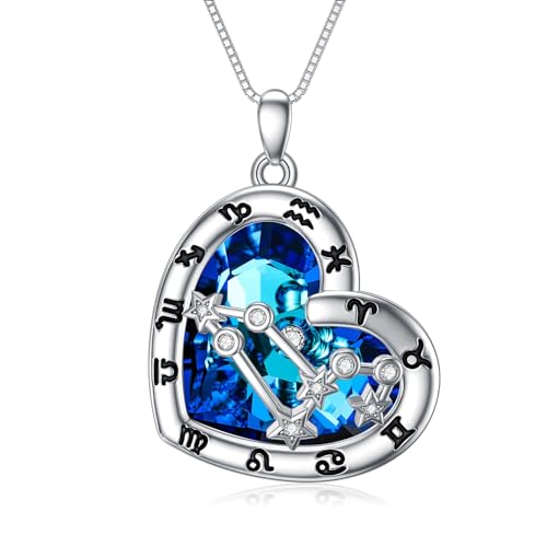 enjoylifecreative Damen Löwe Sternzeichen Halskette Sterlingsilber Leo Sternbilder Stern Kristall Anhänger Kette Horoskop Astrologie Geburtstag Schmuck Geschenke für Frauen Mädchen von enjoylifecreative