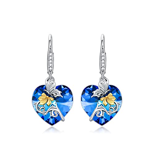 enjoylifecreative Damen Schmetterling Kristall Ohrringe 925 Sterling Silber Schmetterling Schmuck Geschenk für Damen Mädchen von enjoylifecreative