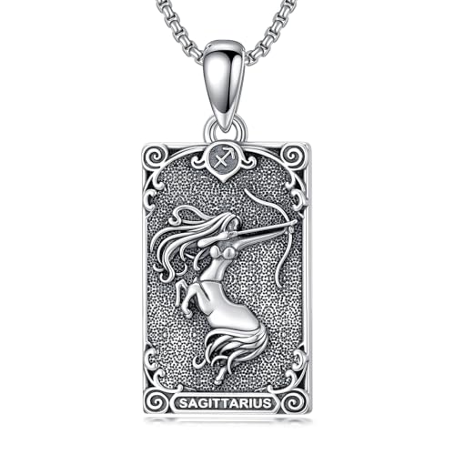 enjoylifecreative Damen Schütze Sternzeichen Halskette 925er Sterling Silber Sagittarius Horoskop Tarotkarte Anhänger Kette Sternbilder Astrologie Geburtstag Schmuck Geschenke für Frauen von enjoylifecreative