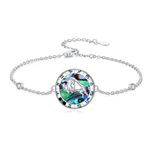 enjoylifecreative Damen Sternzeichen Stier Armband 925er Sterling Silber Taurus Horoskop Abalone Muschel Armkette Sternbild Astrologie Geburtstag Schmuck Geschenke für Frauen Mädchen von enjoylifecreative