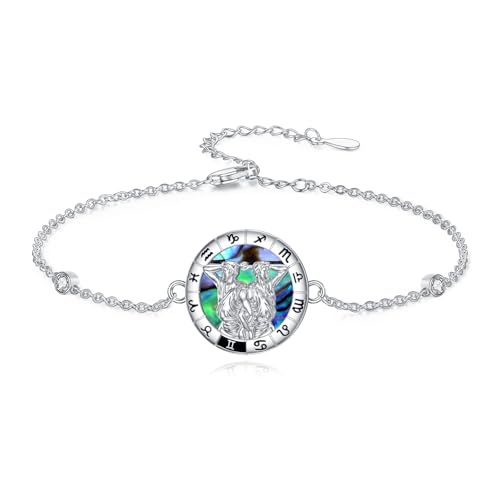 enjoylifecreative Damen Sternzeichen Zwillinge Armband 925er Sterling Silber Gemini Horoskop Abalone Muschel Armkette Sternbild Astrologie Geburtstag Schmuck Geschenke für Frauen Mädchen von enjoylifecreative
