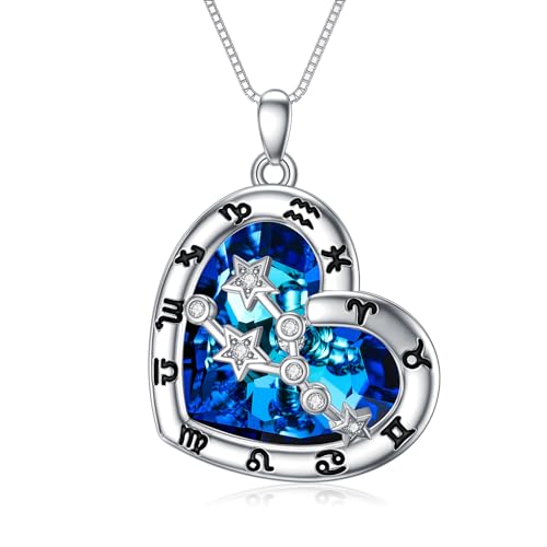 enjoylifecreative Damen Stier Sternzeichen Halskette 925er Sterling Silber Taurus Sternbilder Stern Kristall Anhänger Kette Horoskop Astrologie Geburtstag Schmuck Geschenke für Frauen Mädchen von enjoylifecreative