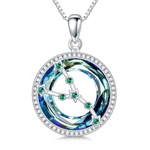 enjoylifecreative Damen Stier Sternzeichen Kristall Halskette 925er Sterling Silber Taurus Geburtsstein Horoskop Anhänger Kette Sternbild Astrologie Schmuck Geschenke für Frauen Mädchen von enjoylifecreative