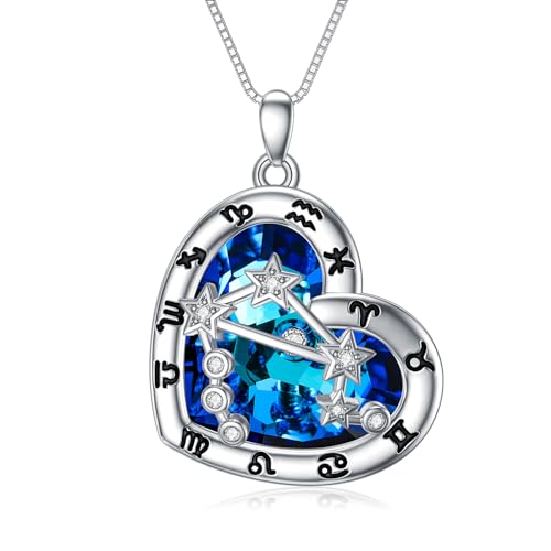 enjoylifecreative Damen Waage Sternzeichen Halskette Sterlingsilber Libra Sternbilder Stern Kristall Anhänger Kette Horoskop Astrologie Geburtstag Schmuck Geschenke für Frauen Mädchen von enjoylifecreative