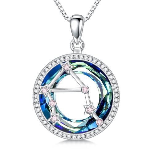 enjoylifecreative Damen Waage Sternzeichen Kristall Halskette 925er Sterling Silber Libra Geburtsstein Horoskop Anhänger Kette Sternbild Astrologie Schmuck Geschenke für Frauen Mädchen von enjoylifecreative